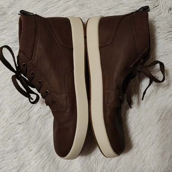 Sperry Boys Cruise Mid Top Siders Sneakers Brown Faux Leather Lace Up Shoes 3.5 - Picture 5 of 11